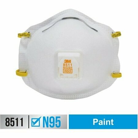 3M COMMERCIAL OFC SUP RESPIRATOR, PARTICULATE, 10PK MMM8511PB1A